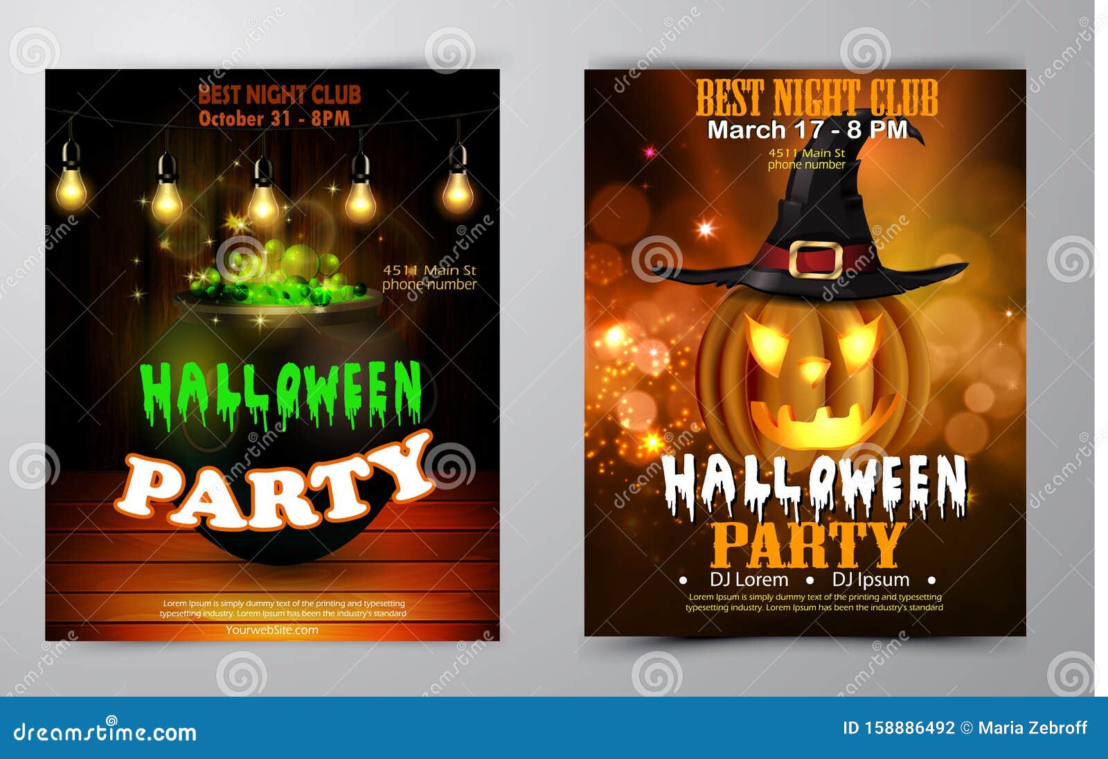 Halloween Party Invitation on Wooden Wall Background Stock Vector ...