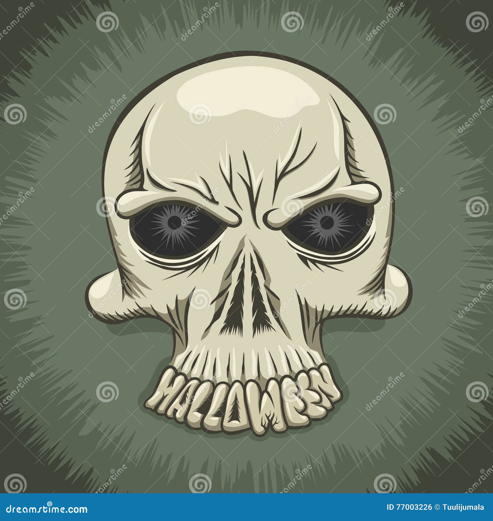 halloween party poster with evil skull stock vector illustration