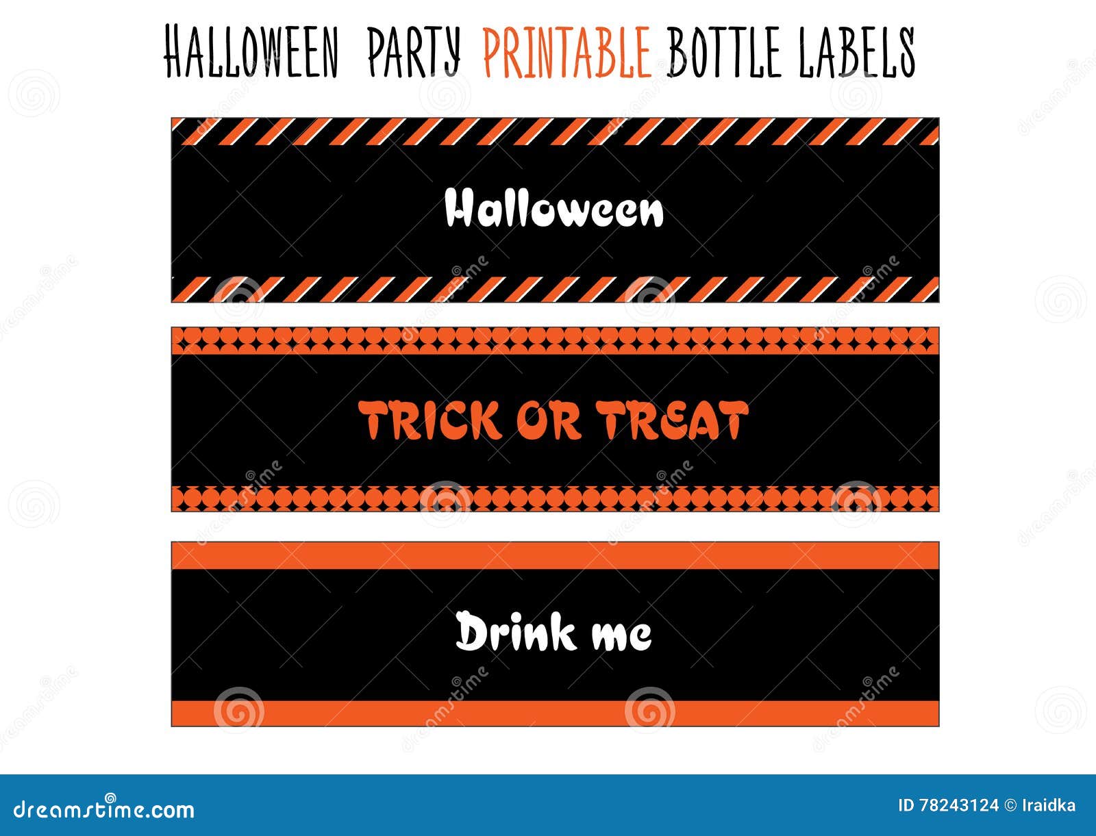 Halloween Party. Printable Bottle Labels Stock Illustration - Illustration of cover, happy: 78243124