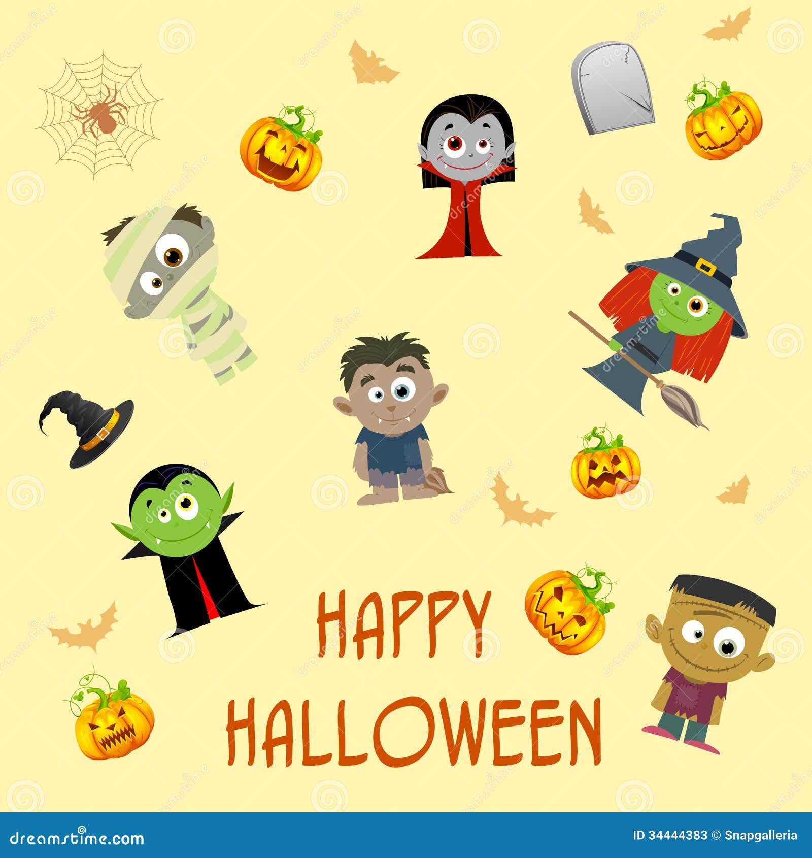 Halloween Patterned Background Stock Vector - Illustration of children ...