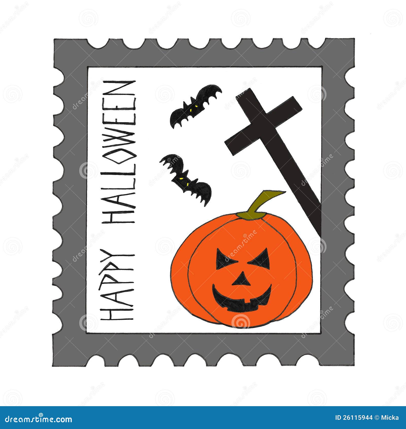 Halloween postage stamp. stock illustration. Illustration of funny 26115944