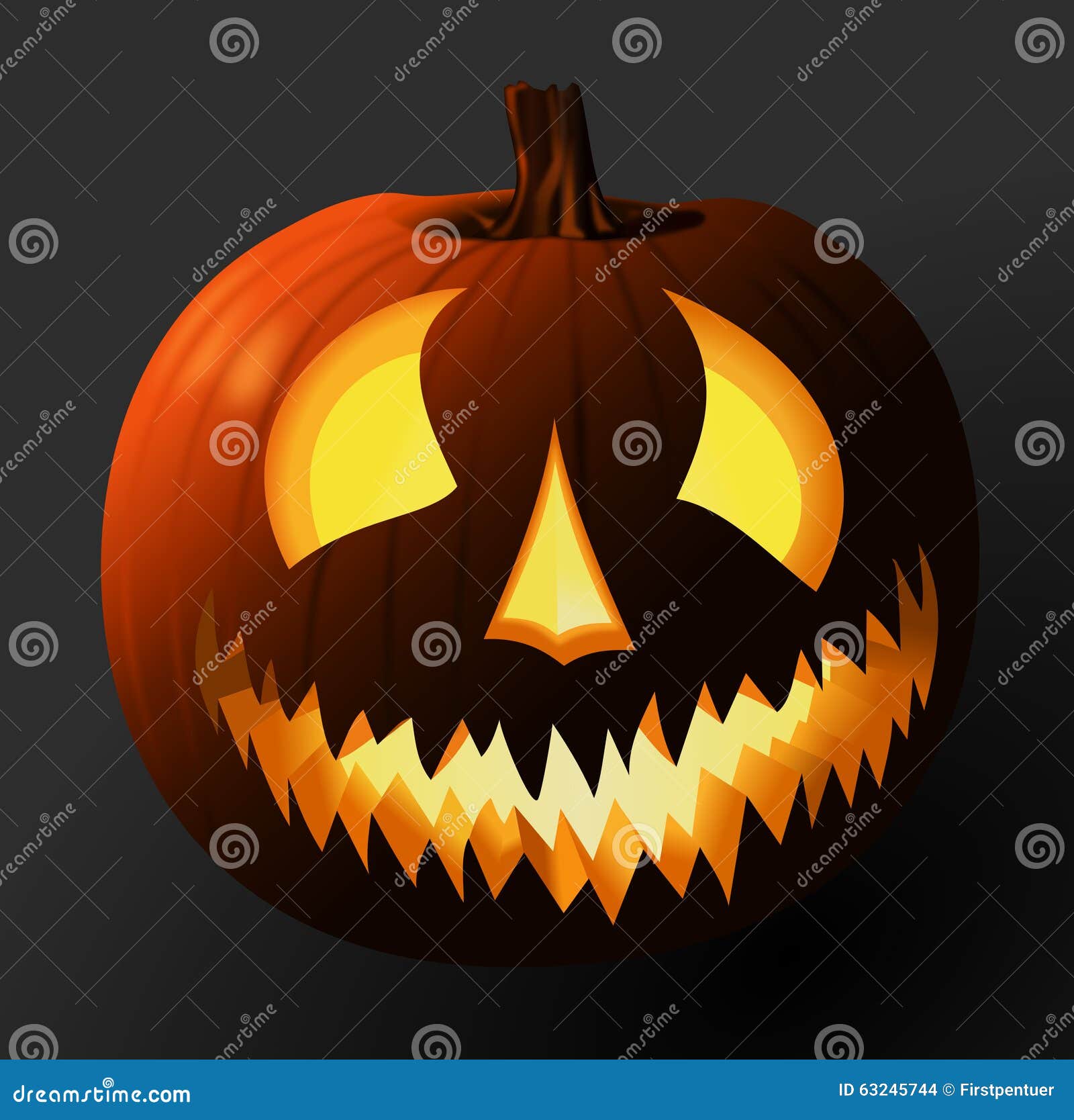 Halloween Pumpkin at Dark Background Stock Illustration - Illustration ...