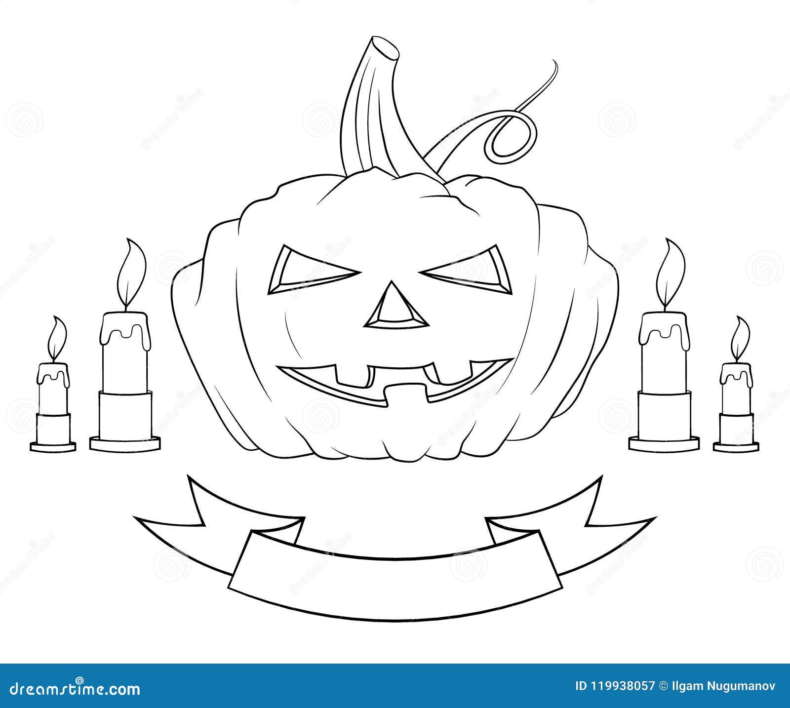halloween pumpkin four candles and tape hand drawing pumpkin