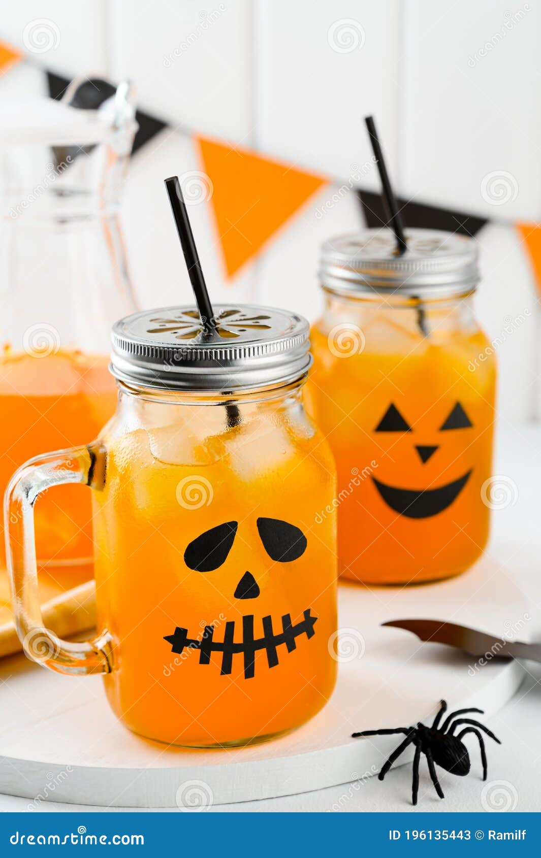 https://thumbs.dreamstime.com/z/halloween-pumpkin-iced-mocktails-glass-jars-decorated-scary-faces-white-table-diy-halloween-party-halloween-pumpkin-196135443.jpg