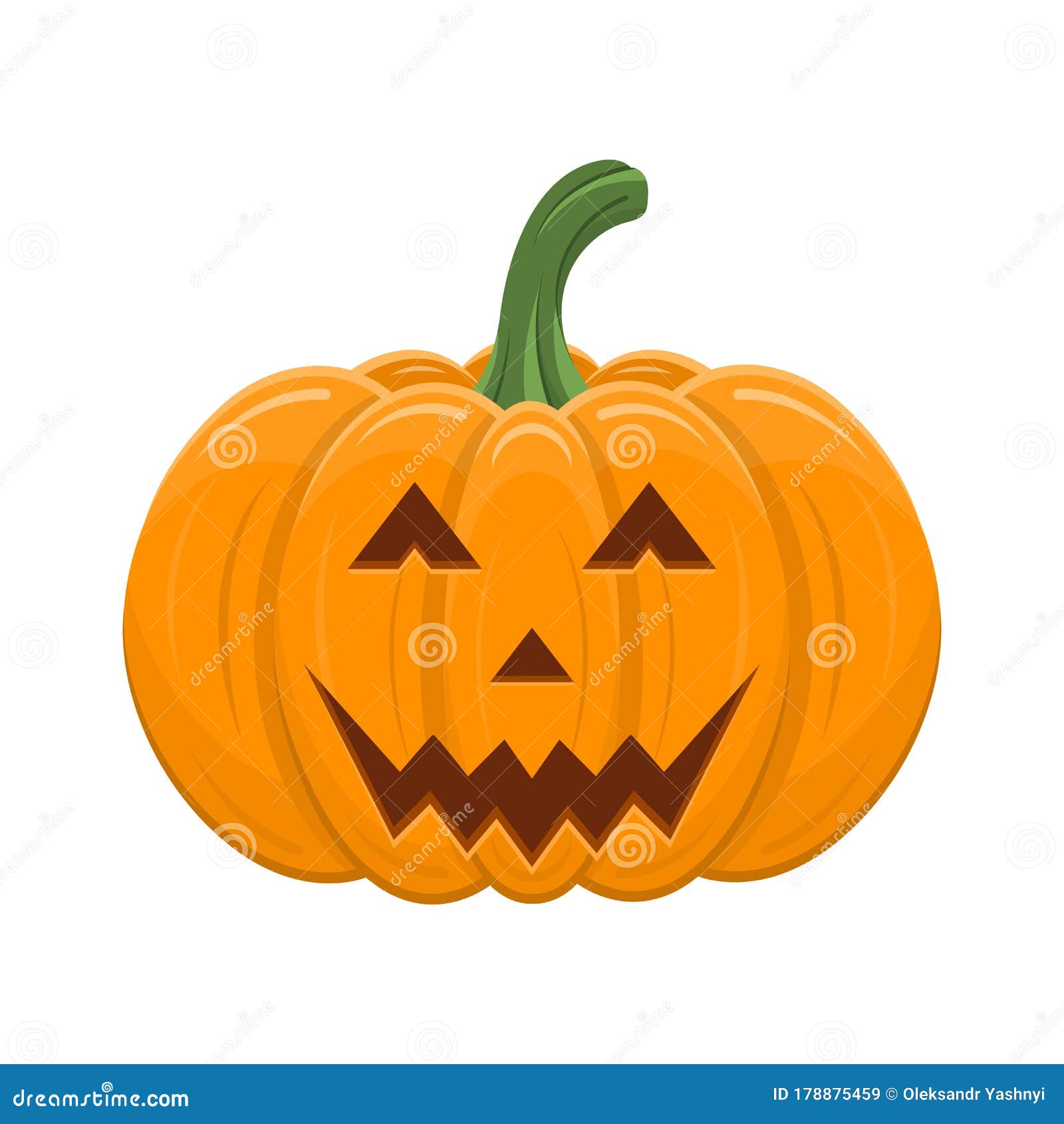 Halloween Pumpkin Isolated on White Background. Cartoon Orange Pumpkin ...