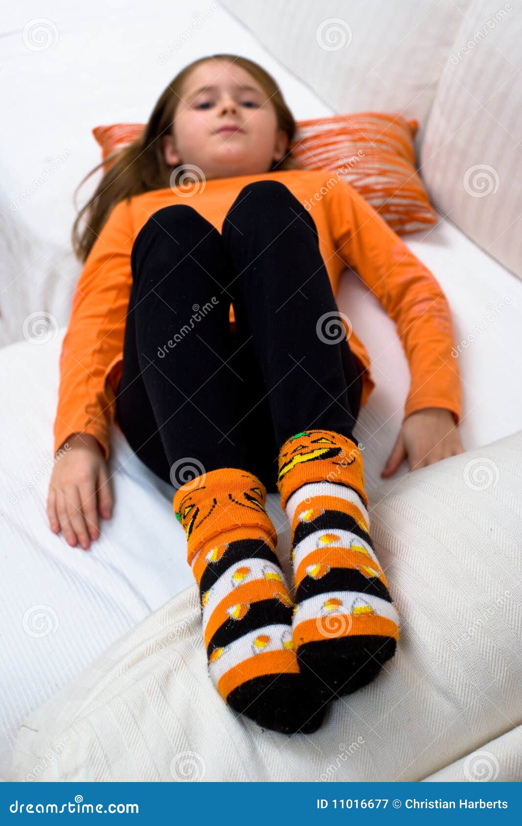 Halloween Pumpkin Socks Girl Sofa Stock I