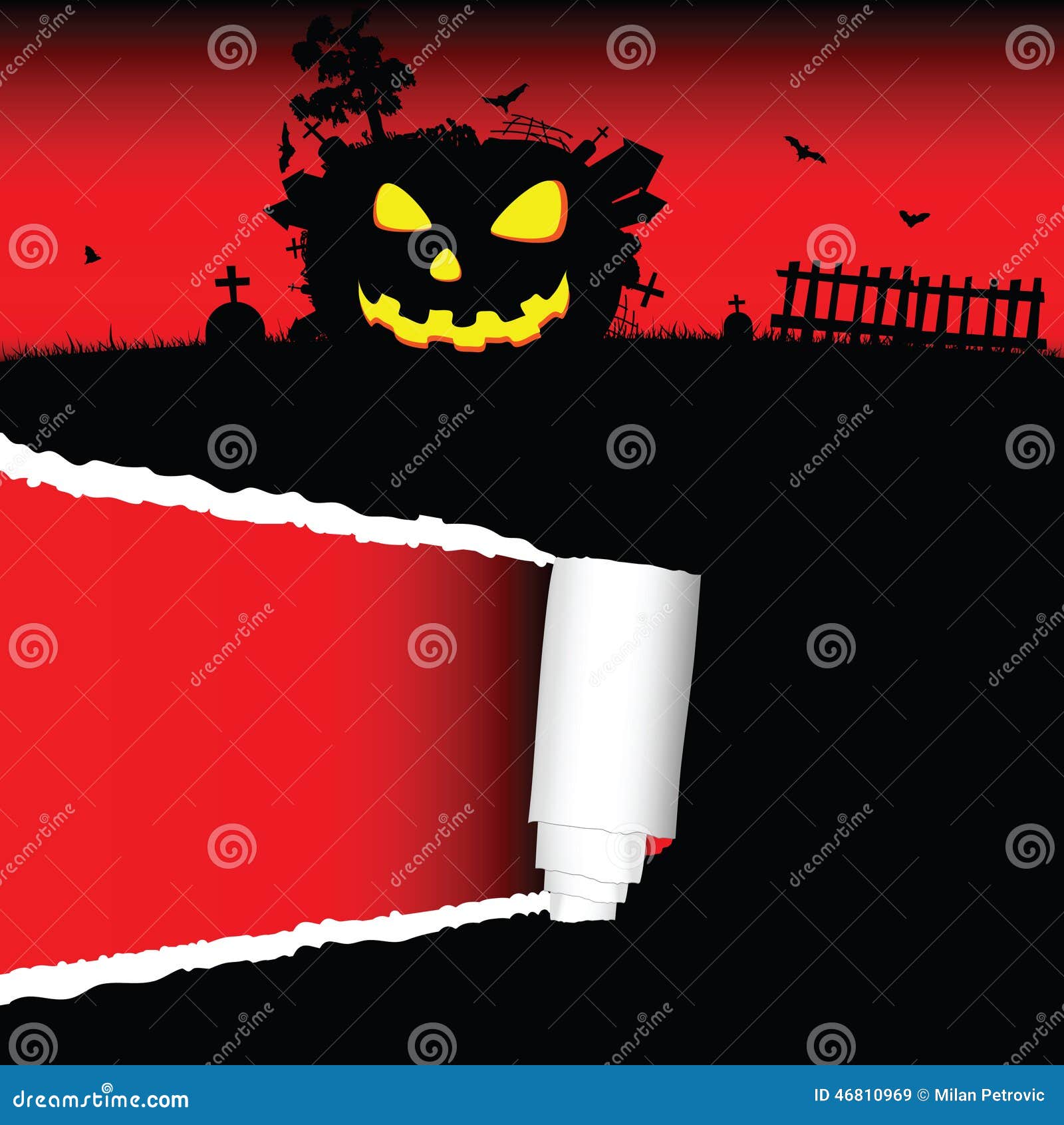 Halloween Pumpkin Vector with Tearing Paper Stock Vector Illustration