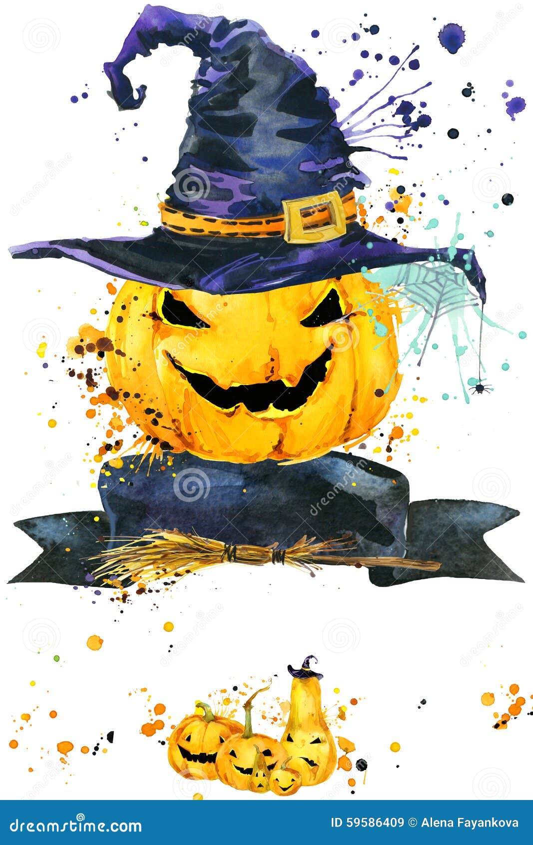 Download Halloween Pumpkin. Watercolor Illustration Background For ...