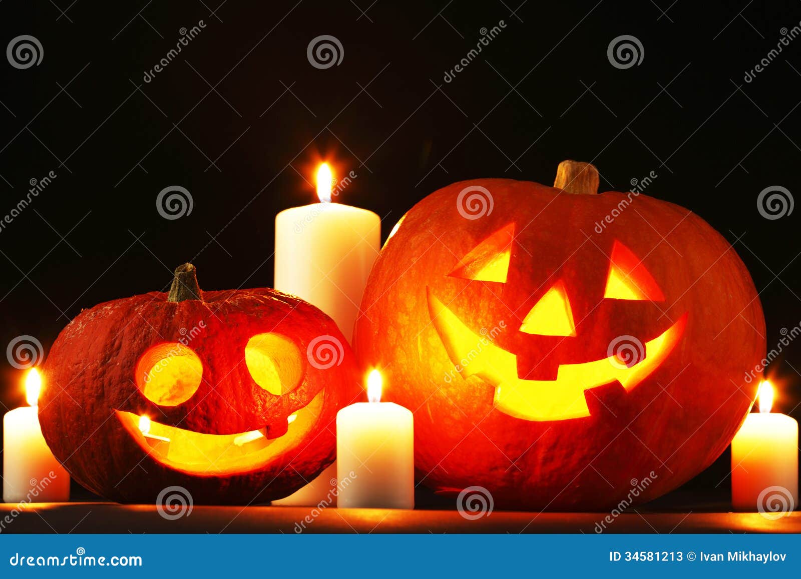 Halloween Pumpkins and Candles Stock Image Image of halloween, card
