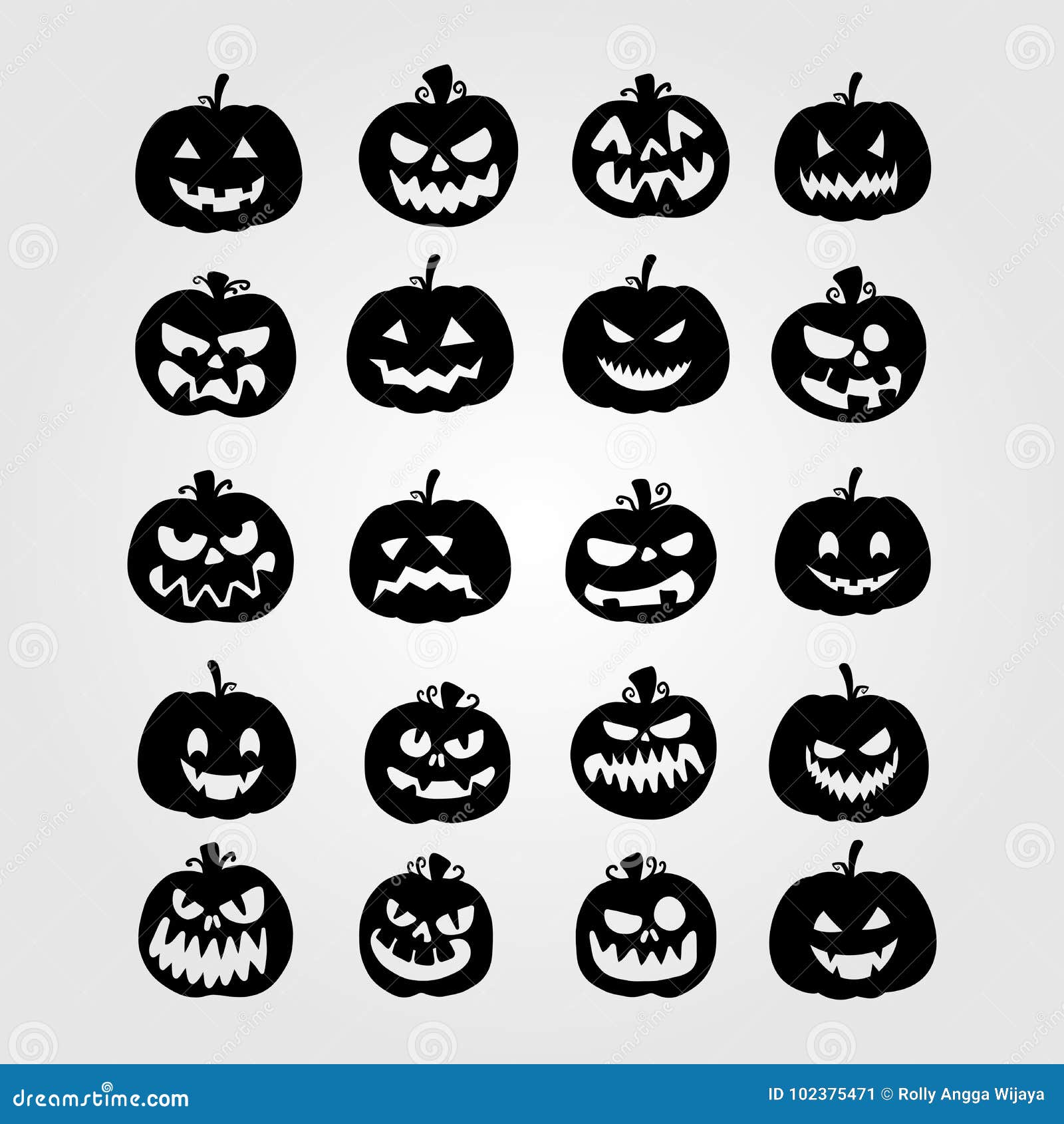 Halloween Pumpkins Collection Set Stock Vector - Illustration of ...