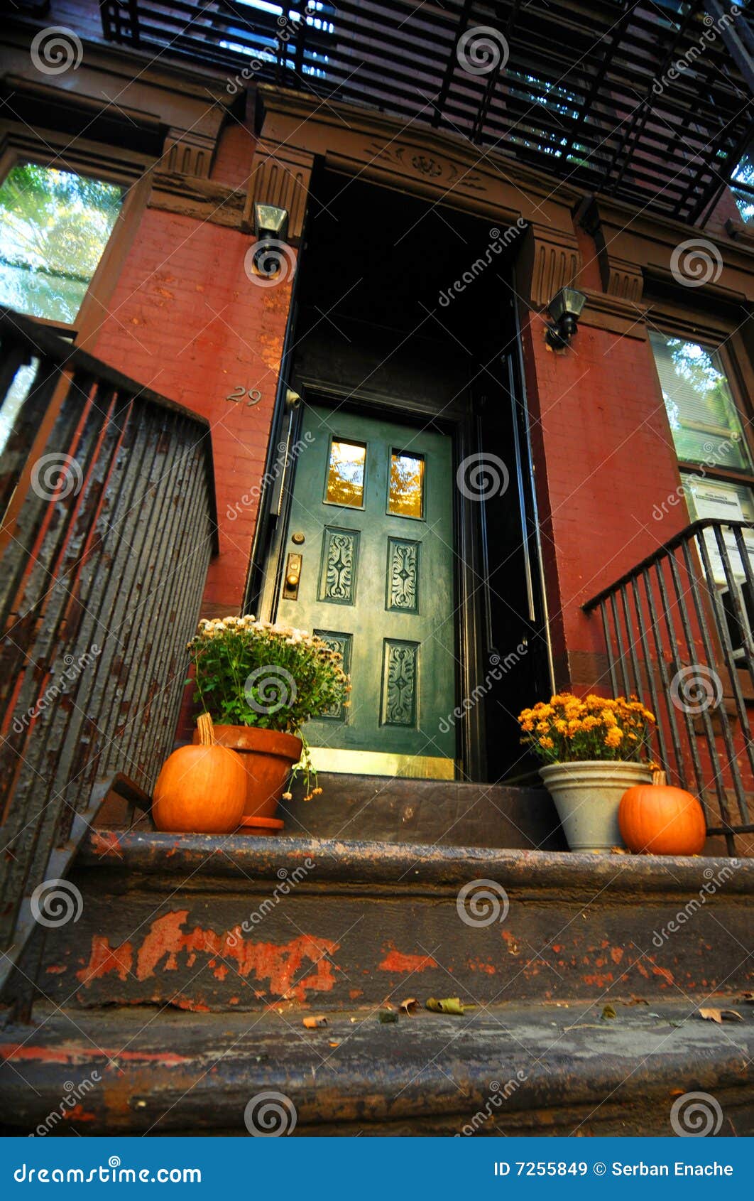 Halloween Pumpkins by Doorway Stock Image Image of house, doorway