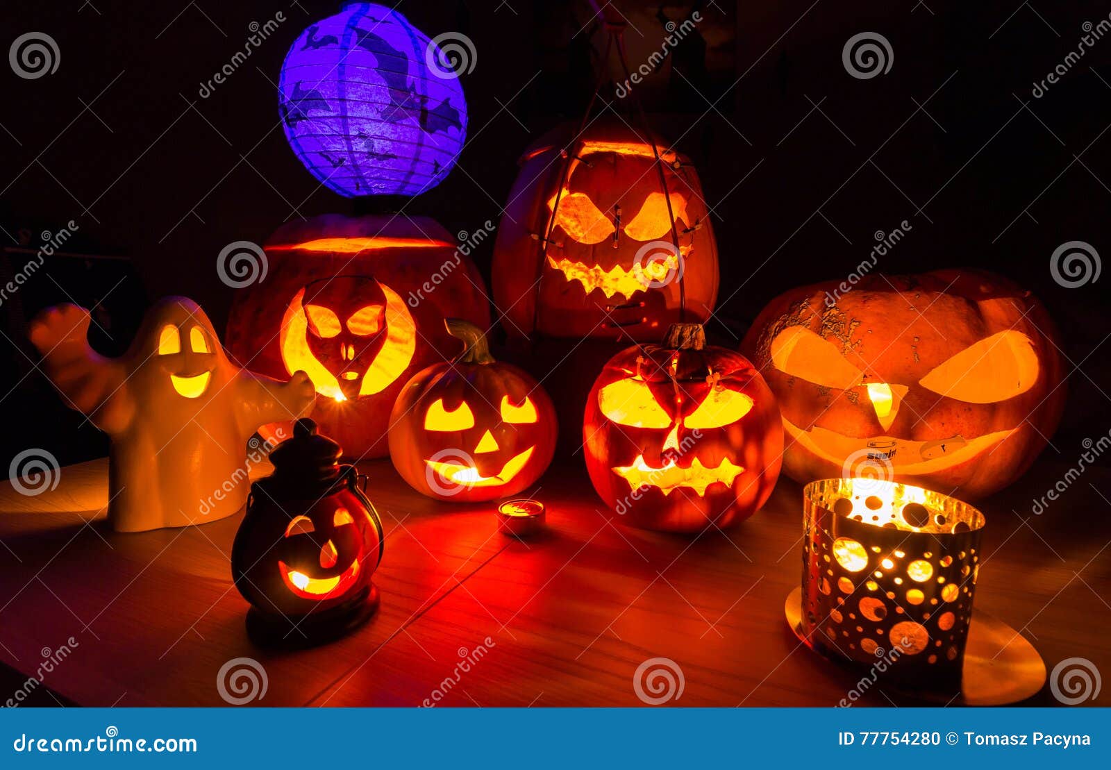 Halloween Pumpkins - Symbols of Halloween, Gloomy Scenery Stock Photo ...