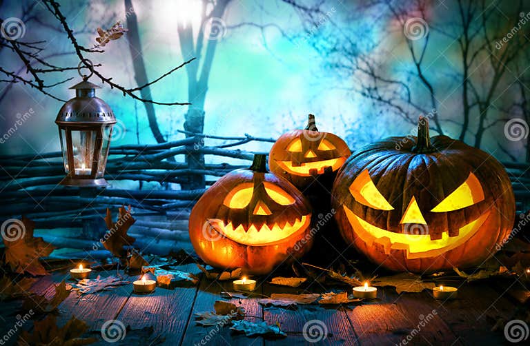 Halloween pumpkins stock image. Image of light, fear - 78501121