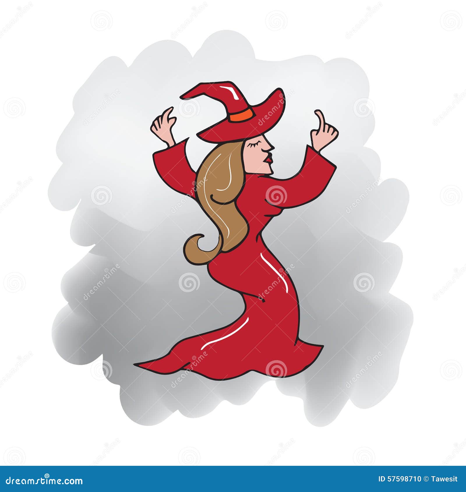 Halloween Red Witch Dancing Stock Vector Illustration of