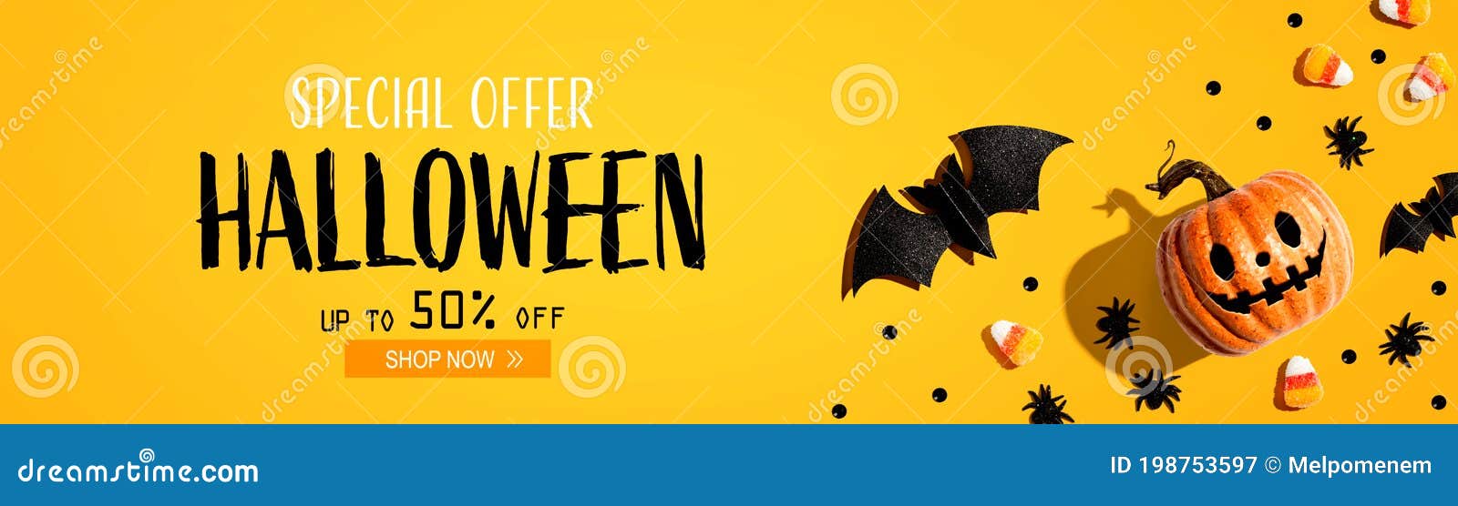 Halloween Sale Banner with Halloween Decorations Stock Image ...