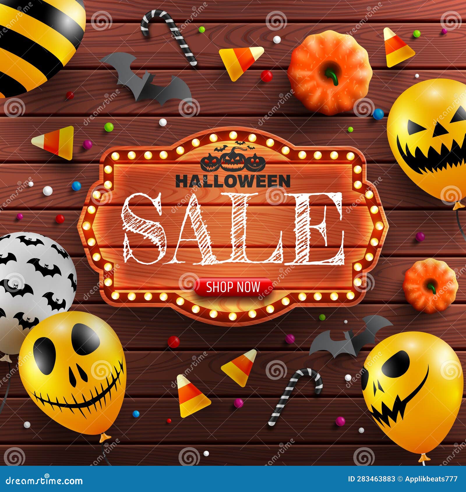 Halloween Sale Banner with Vintage Wooden Board,Halloween ...