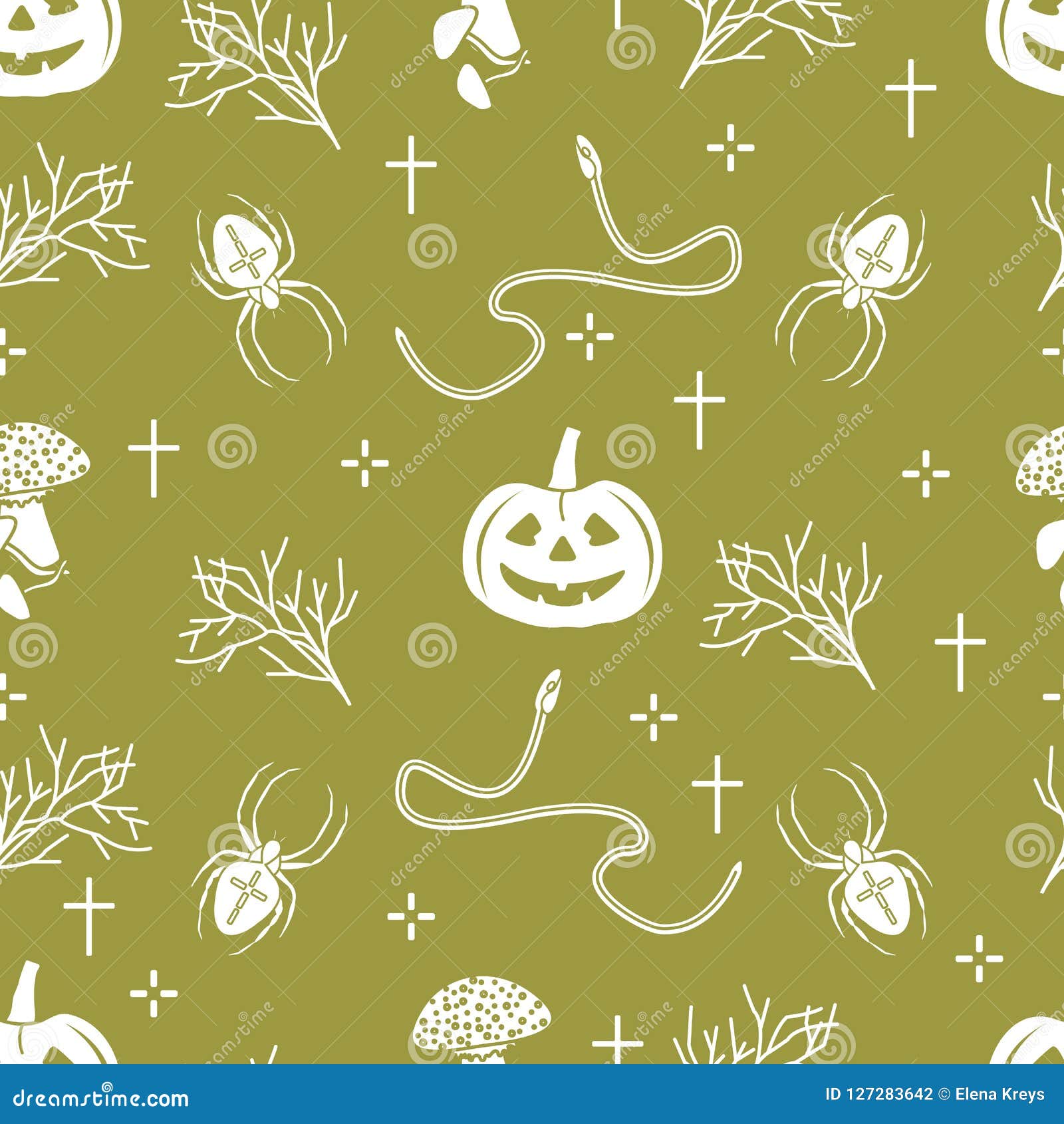 Halloween Seamless Pattern. Pumpkin, Spider, Snake Stock Vector ...