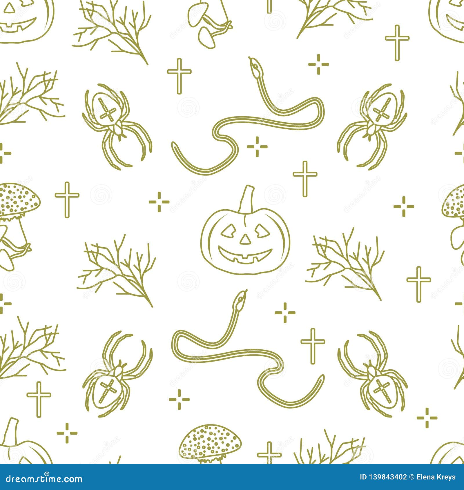 Halloween Seamless Pattern. Pumpkin, Spider, Snake Stock Vector ...