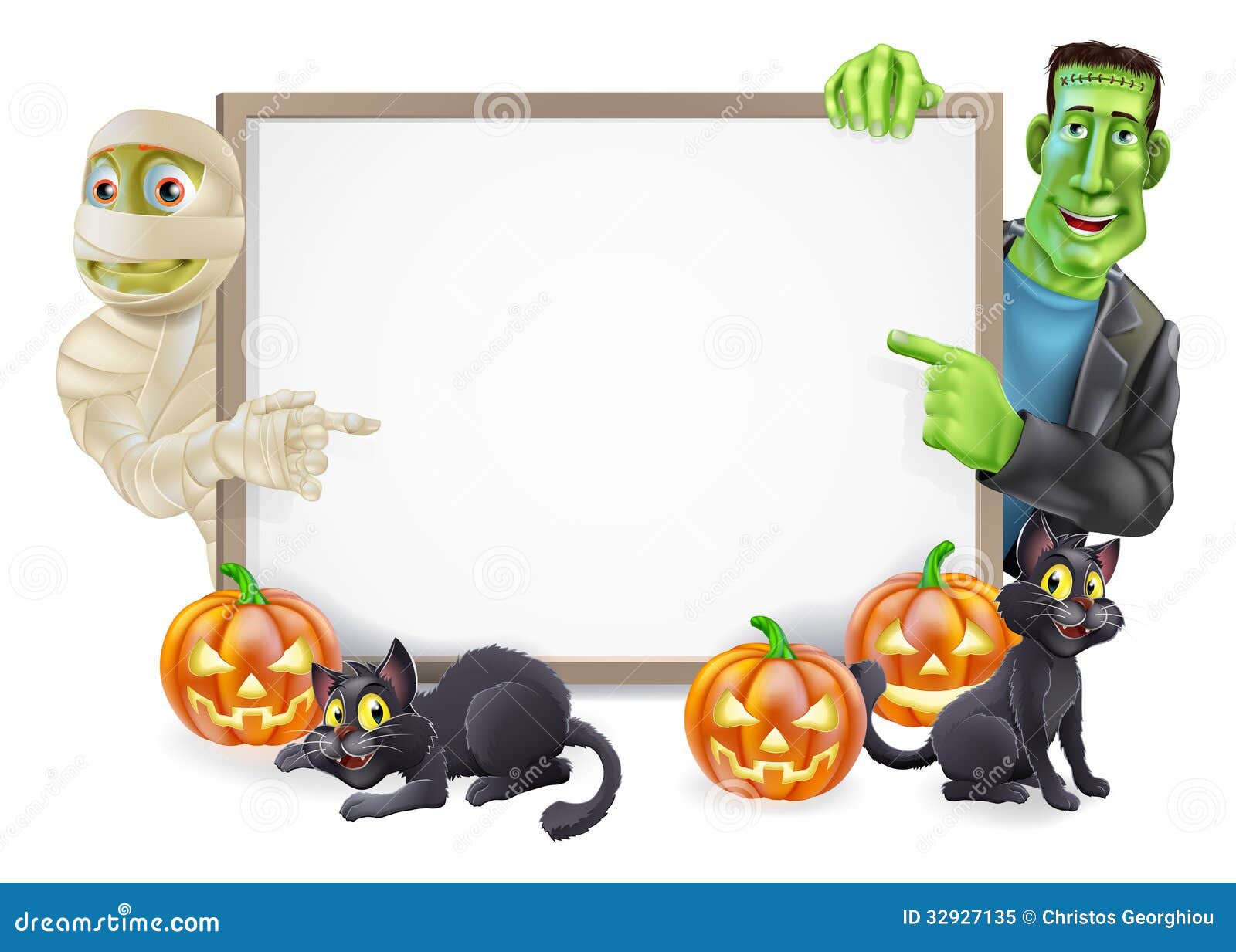 Halloween Sign With Mummy And Frankenstein Royalty Free Stock Photo