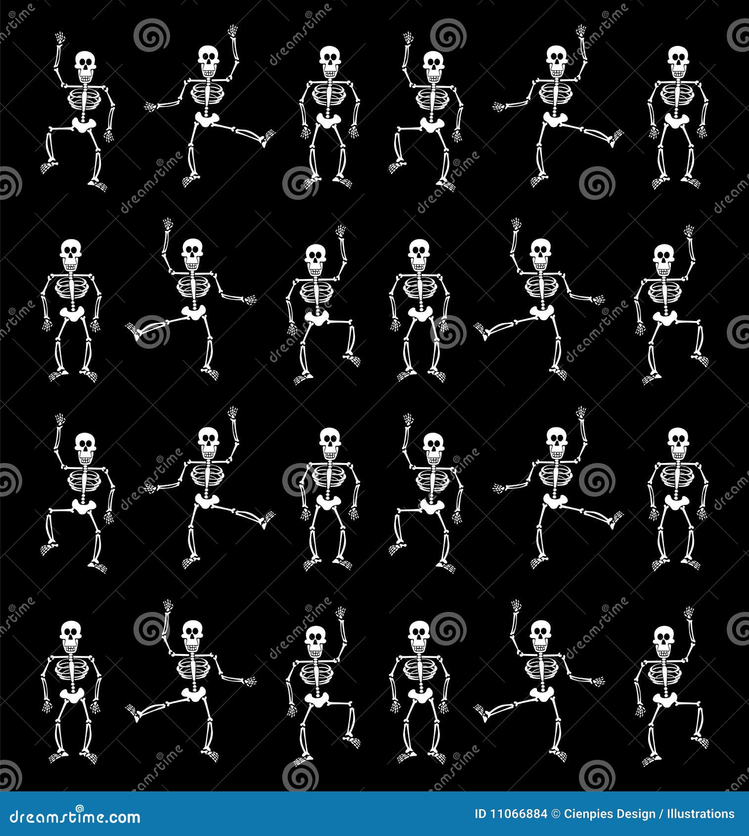 Halloween Skeleton Pattern. Black Background Stock Vector - Image: 11066884