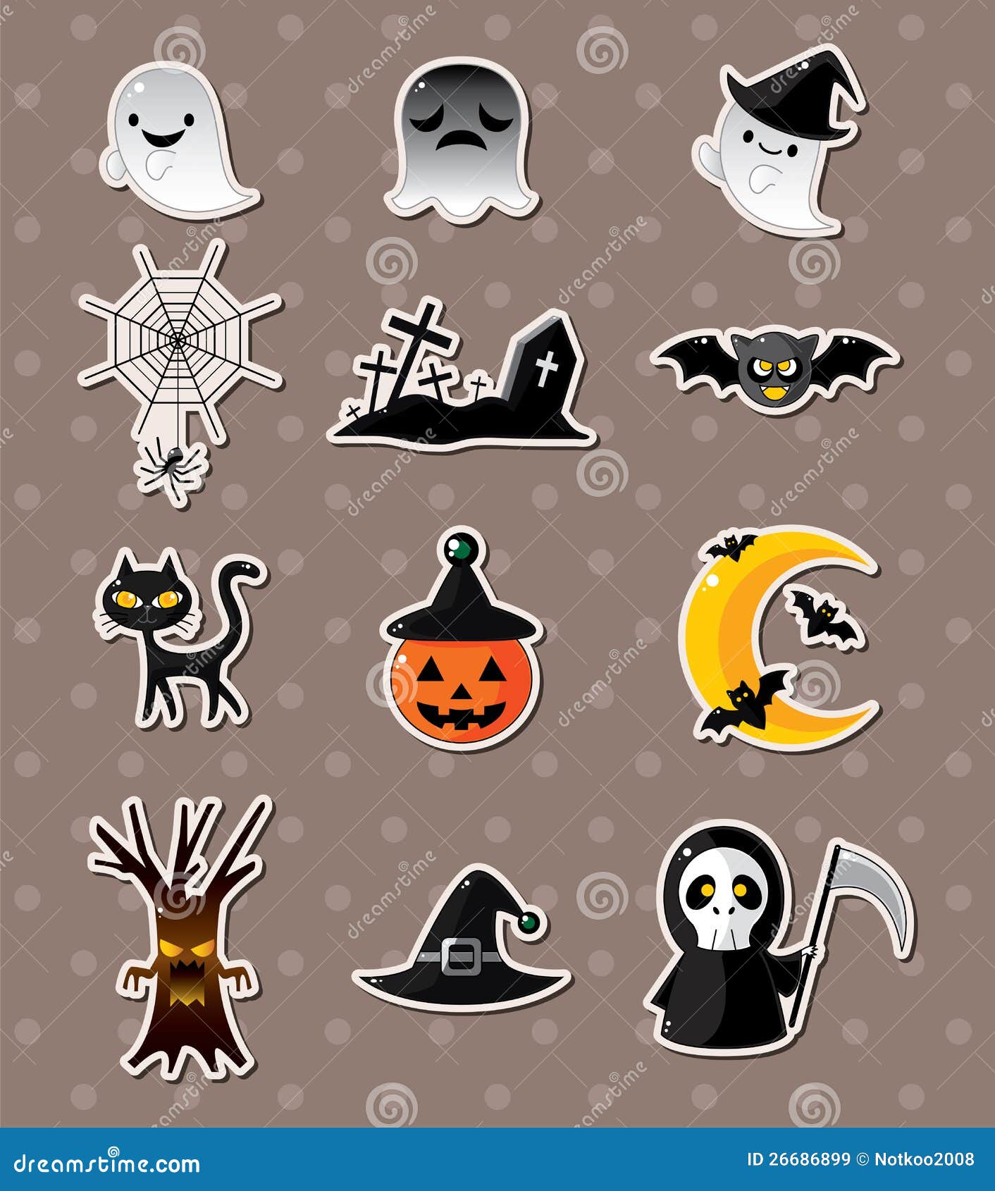 Halloween stickers stock vector. Illustration of element 26686899