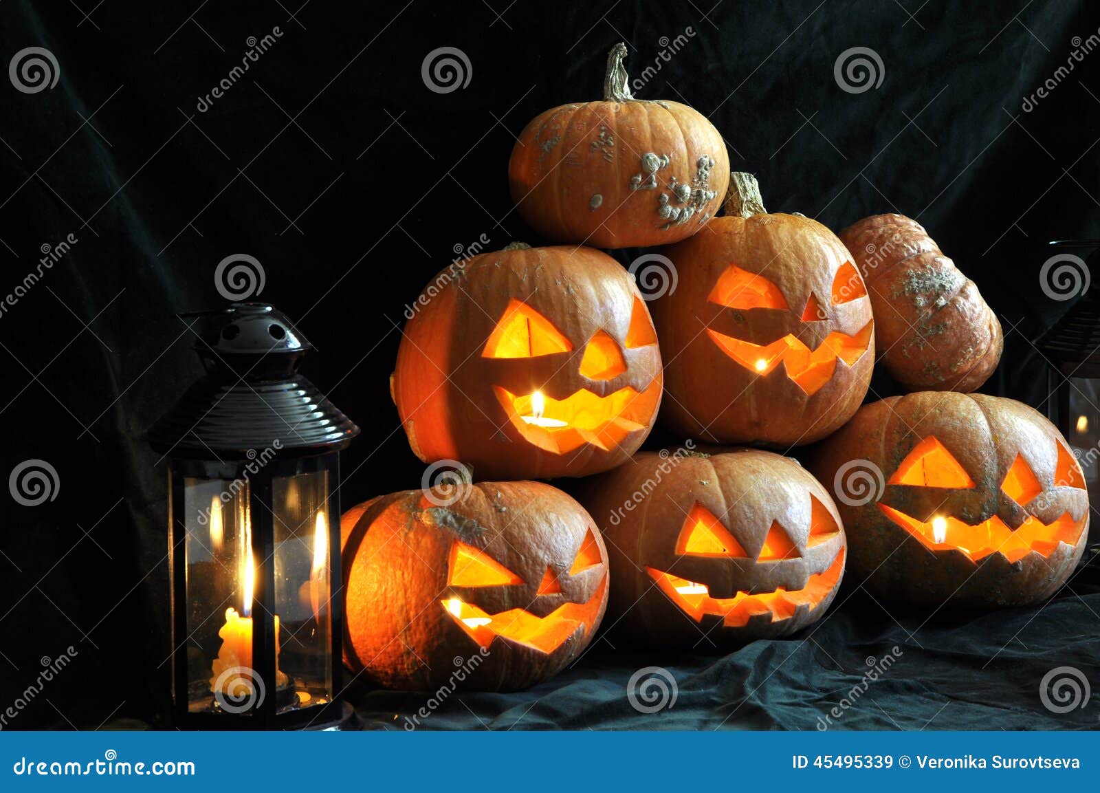 Halloween Still Life with Pumpkins Stock Image - Image of life, head ...