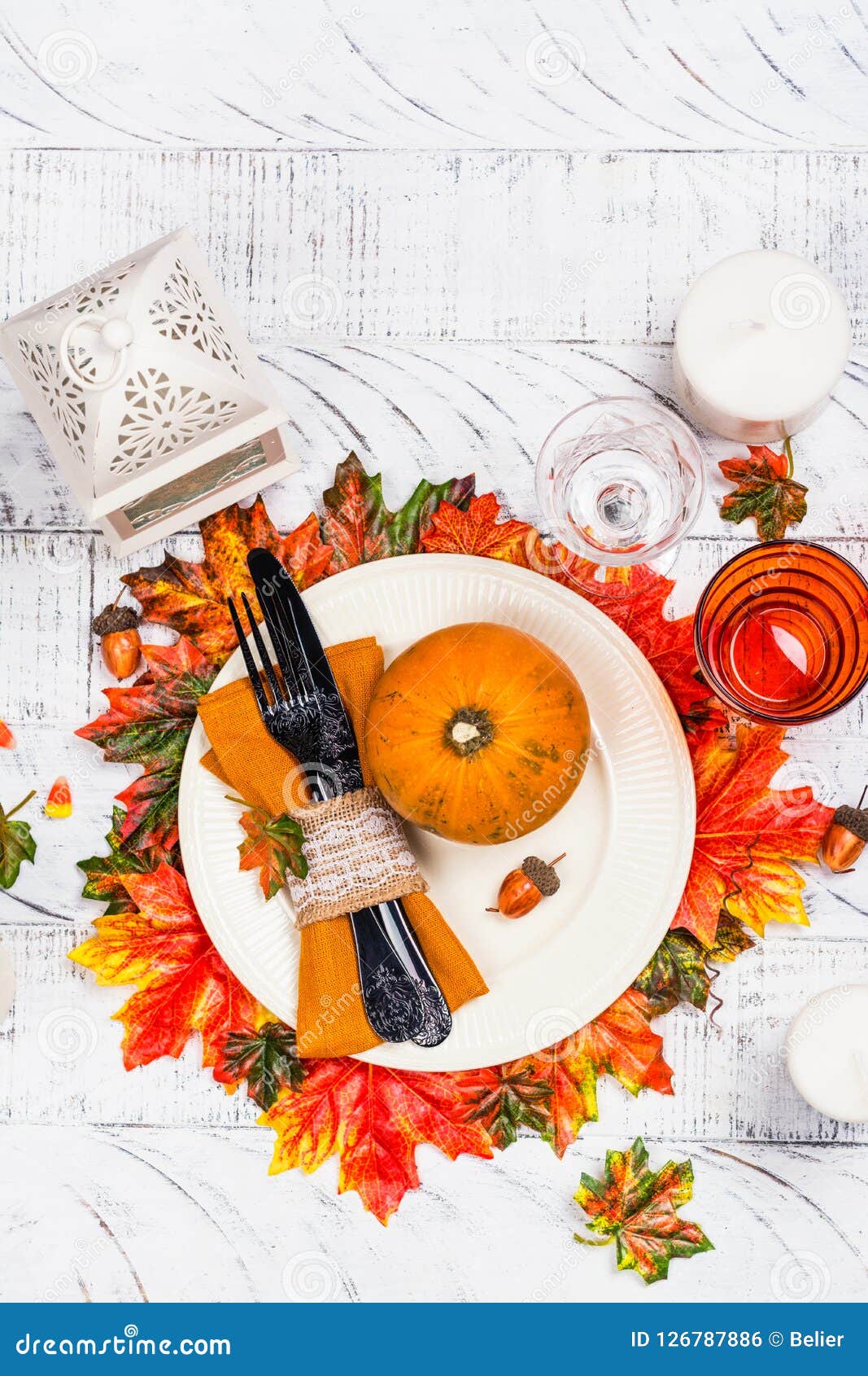 Thanksgiving Day Table Setting Stock Photo - Image of ...