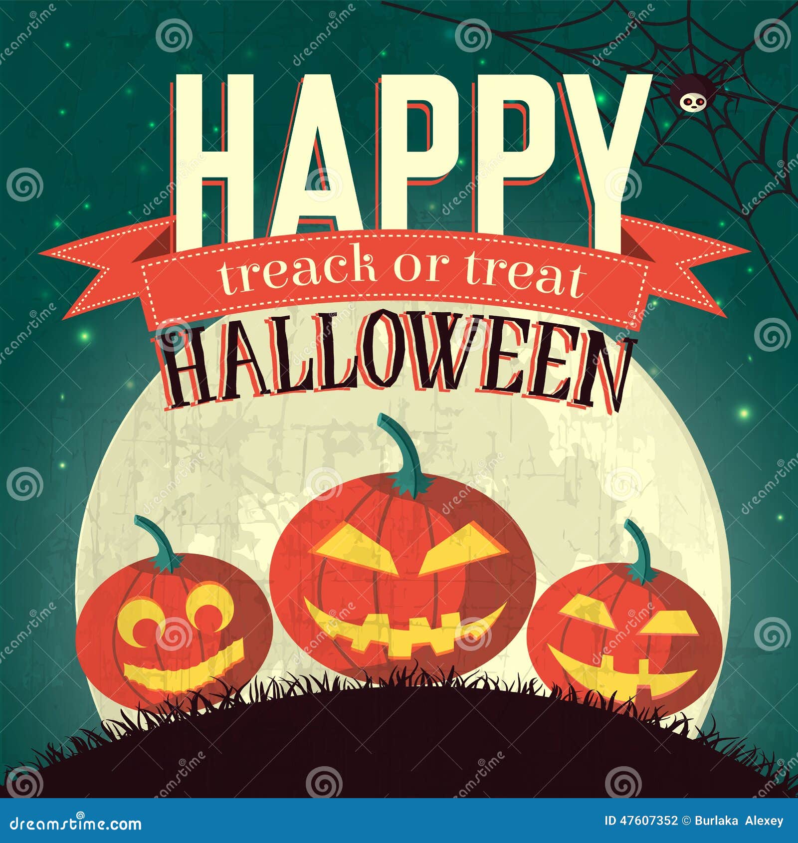Halloween Time Background Concept in Retro Style. Stock Vector
