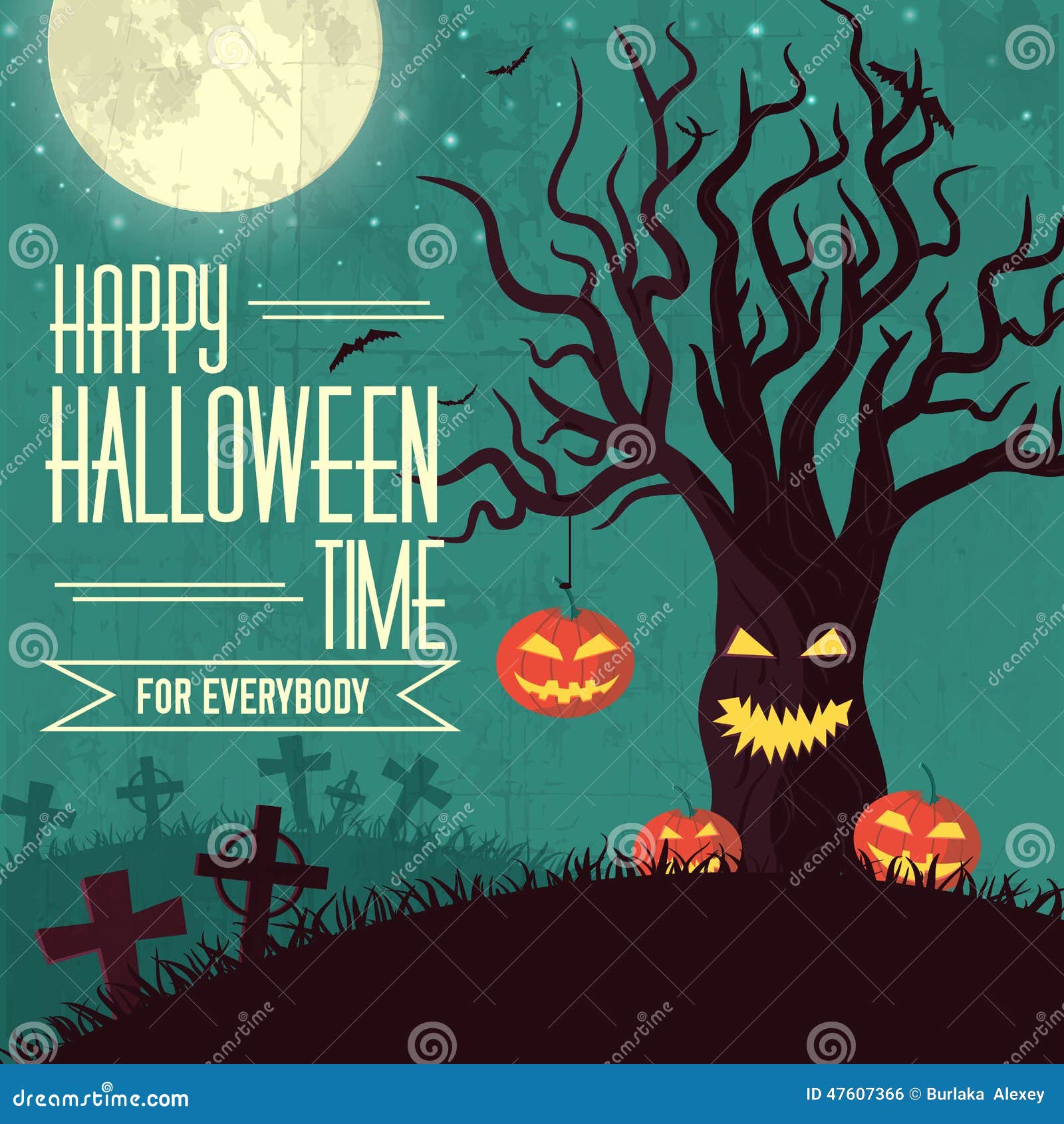 Halloween Time Background Concept in Retro Style. Stock Vector