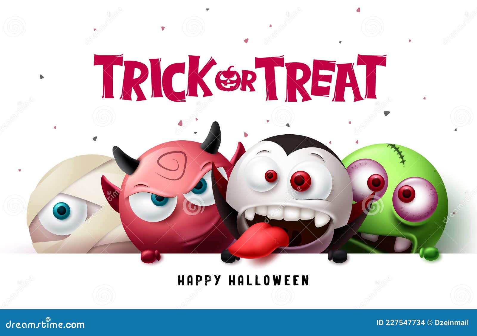 halloween trick or treat text  . happy halloween with scary, spooky and creepy character background