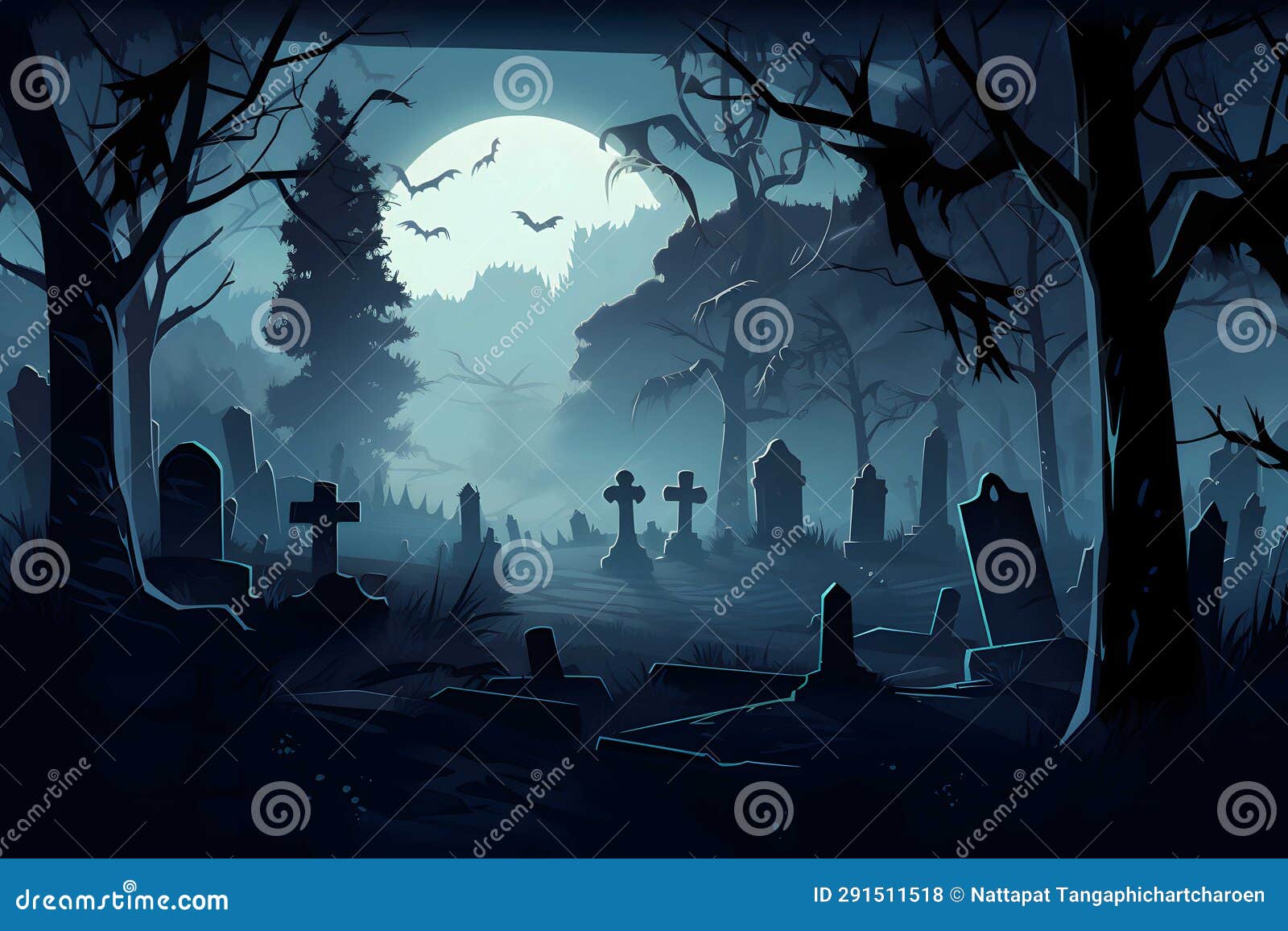 a halloween  background set in a ghostly graveyard, generated ai