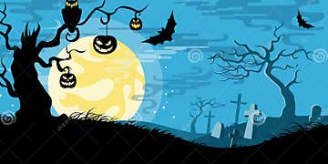 Halloween Vector Illustration Concept Template Scary Graveyard Stock ...