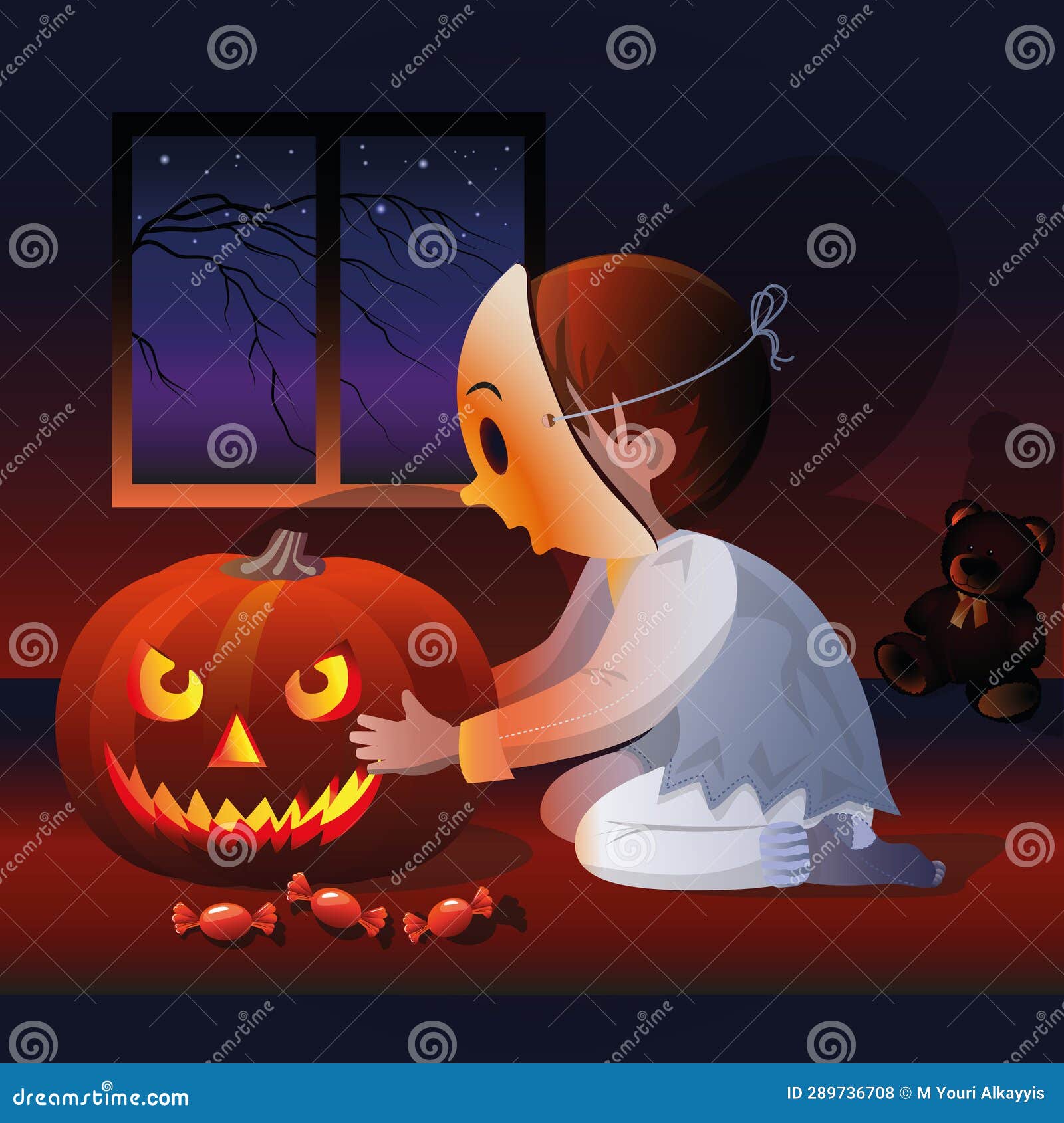 Halloween Vectors, Illustrations, Emojis, and Patterns. Stock Vector