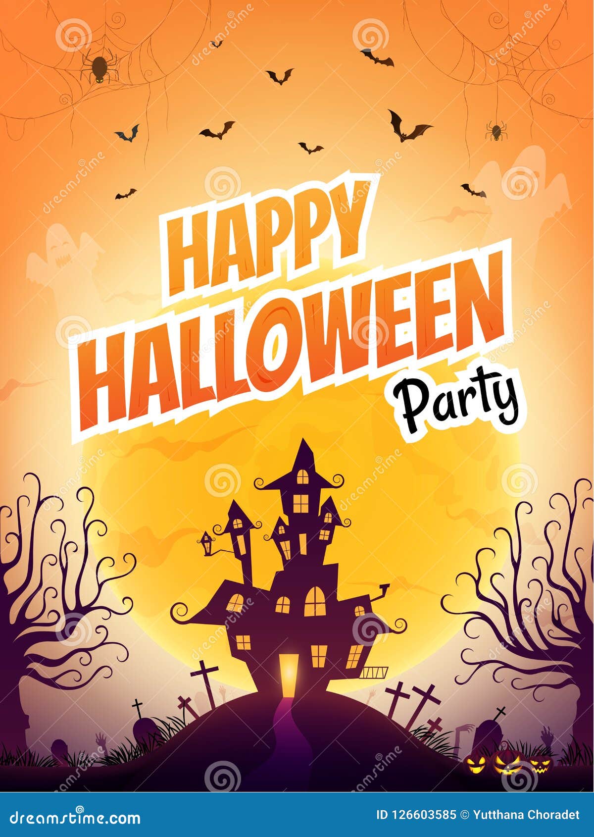 Halloween party. Poster stock vector. Illustration of holiday - 126603585