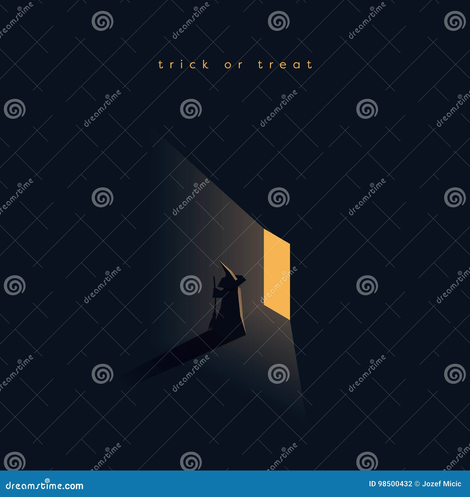 Halloween Witch Standing In Front Of Door Vector Illustration. Halloween Costume For ...