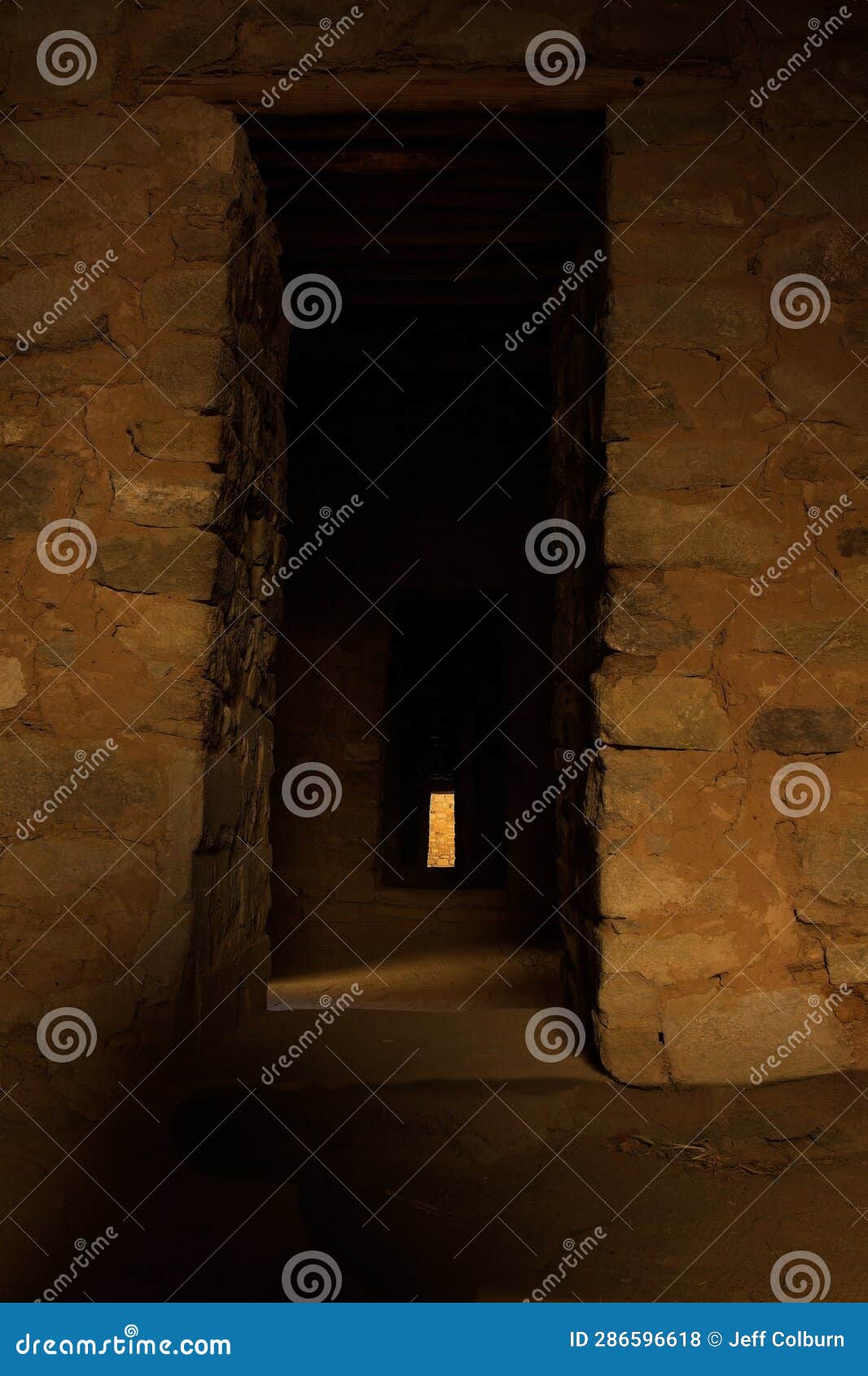 Hallway at the Aztec Pueblo, Aztec, New Mexico. Stock Photo Image of