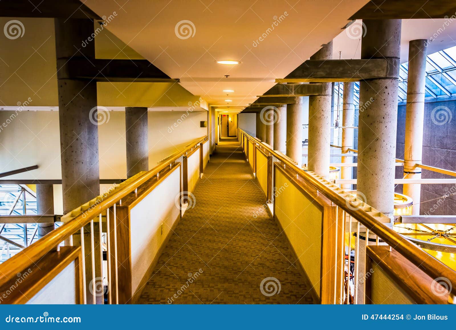 hallway inside the hyatt regency in baltimore, maryland.