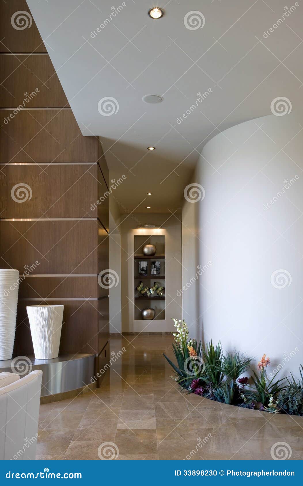 Hallway with Plants in House Stock Photo Image of luxury, spotlight