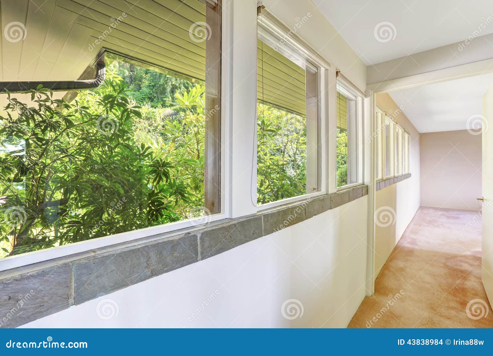 Hallway with Windows in Empty House Stock Photo - Image of indoor, house:  43838984