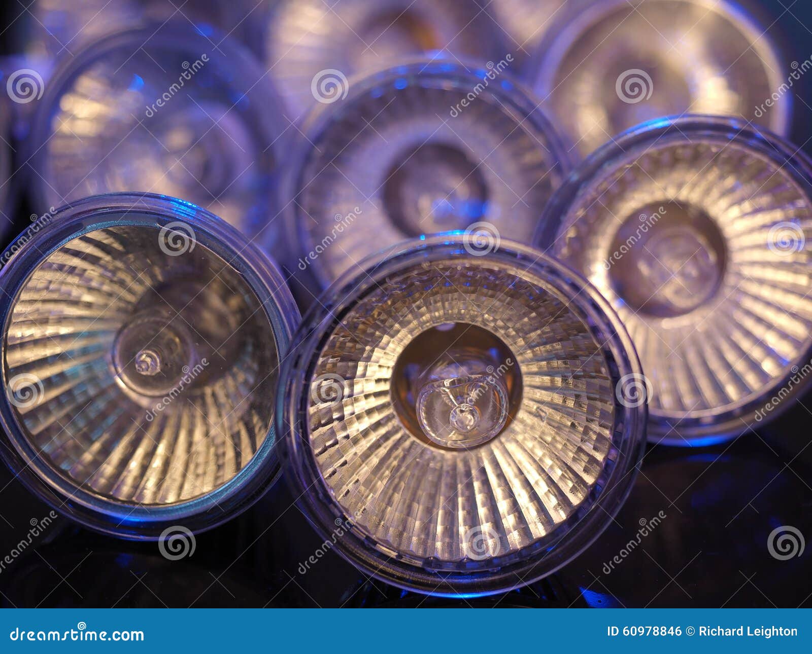 Halogen Bulbs in Blue Light Stock Photo Image of bulbs, reflectors 60978846