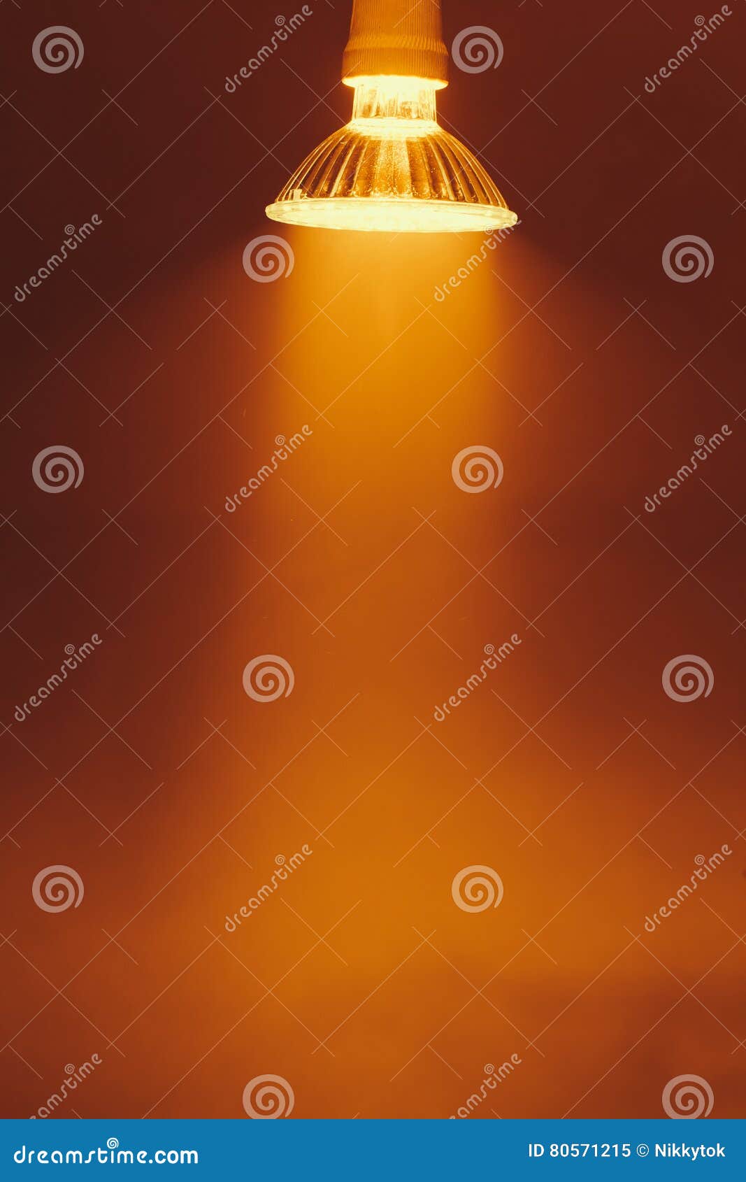 Halogen Lamp with Reflector, Warm Light in a Fog Stock Image Image of