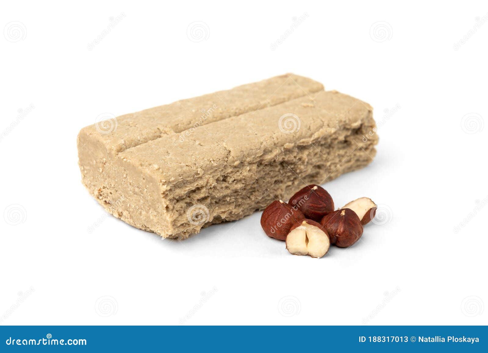 Halva and Hazelnut Isolated on White Background Stock Image Image of