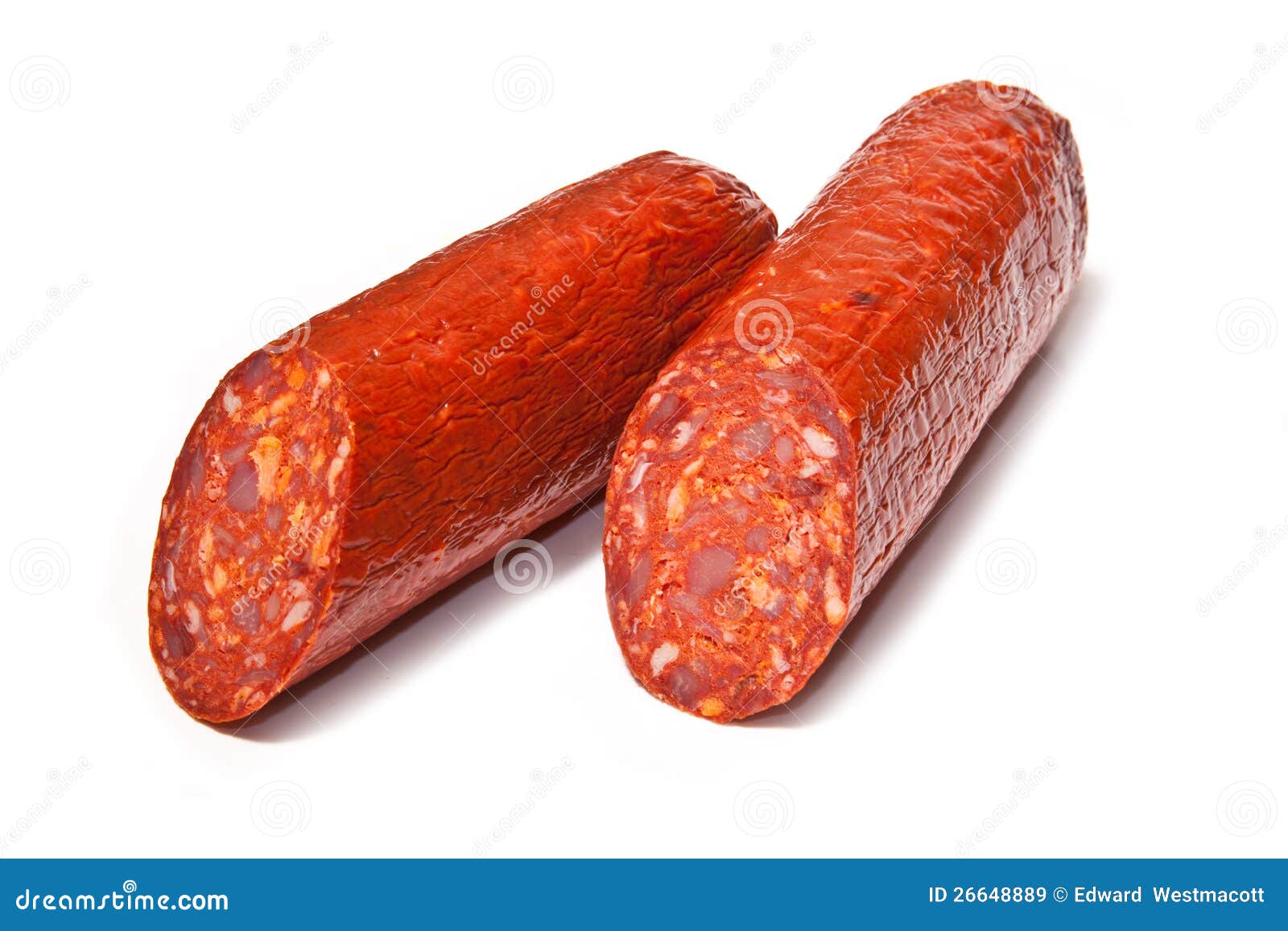 halved chorizo sausage