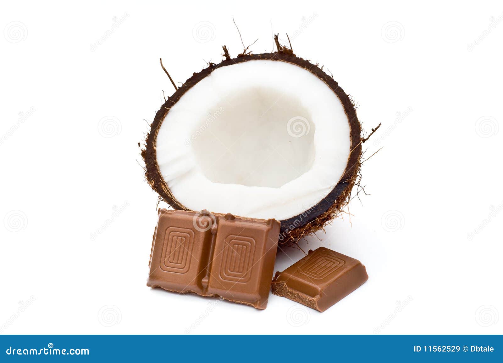 halved coconut with chocolate