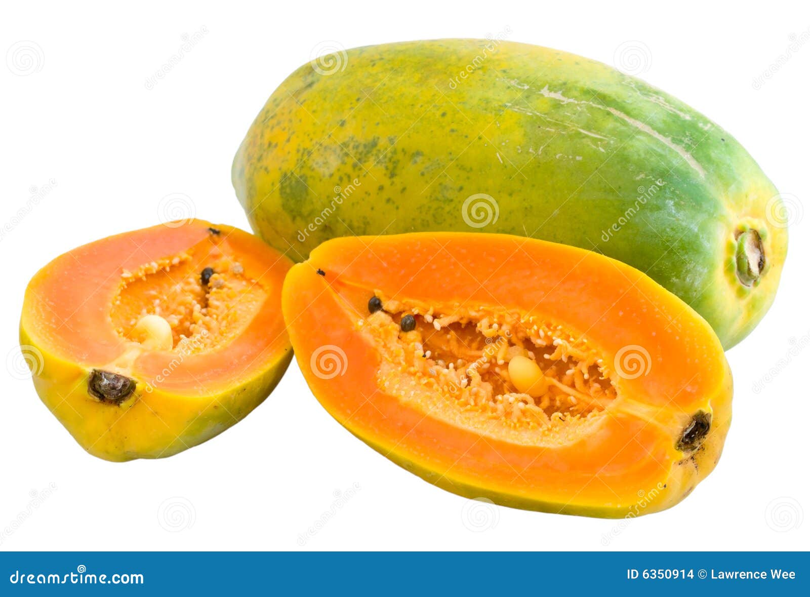 Halved And Whole Papayas Stock Images Image 6350914