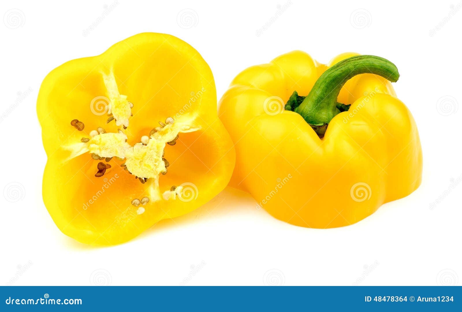 Halved yellow bell pepper stock photo. Image of healthy 48478364