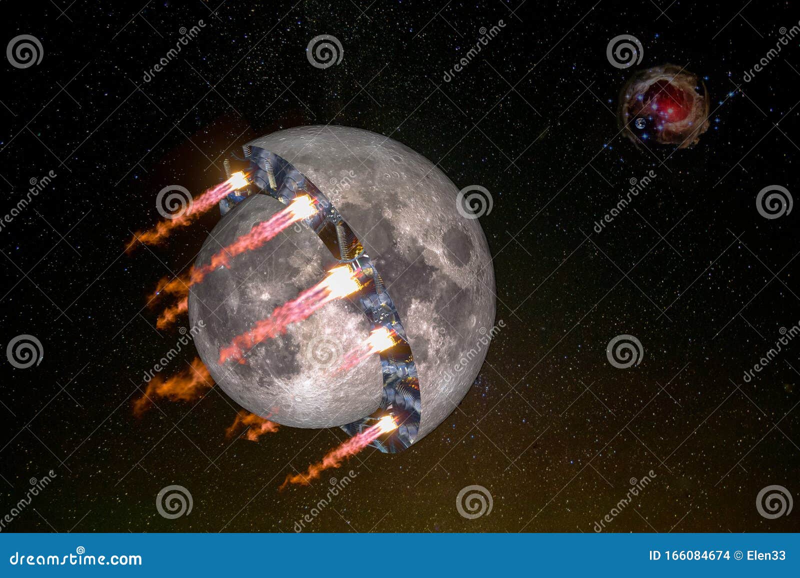 Halves of the Moon As a Spaceship Stock Photo - Image of exploration,  earth: 166084674