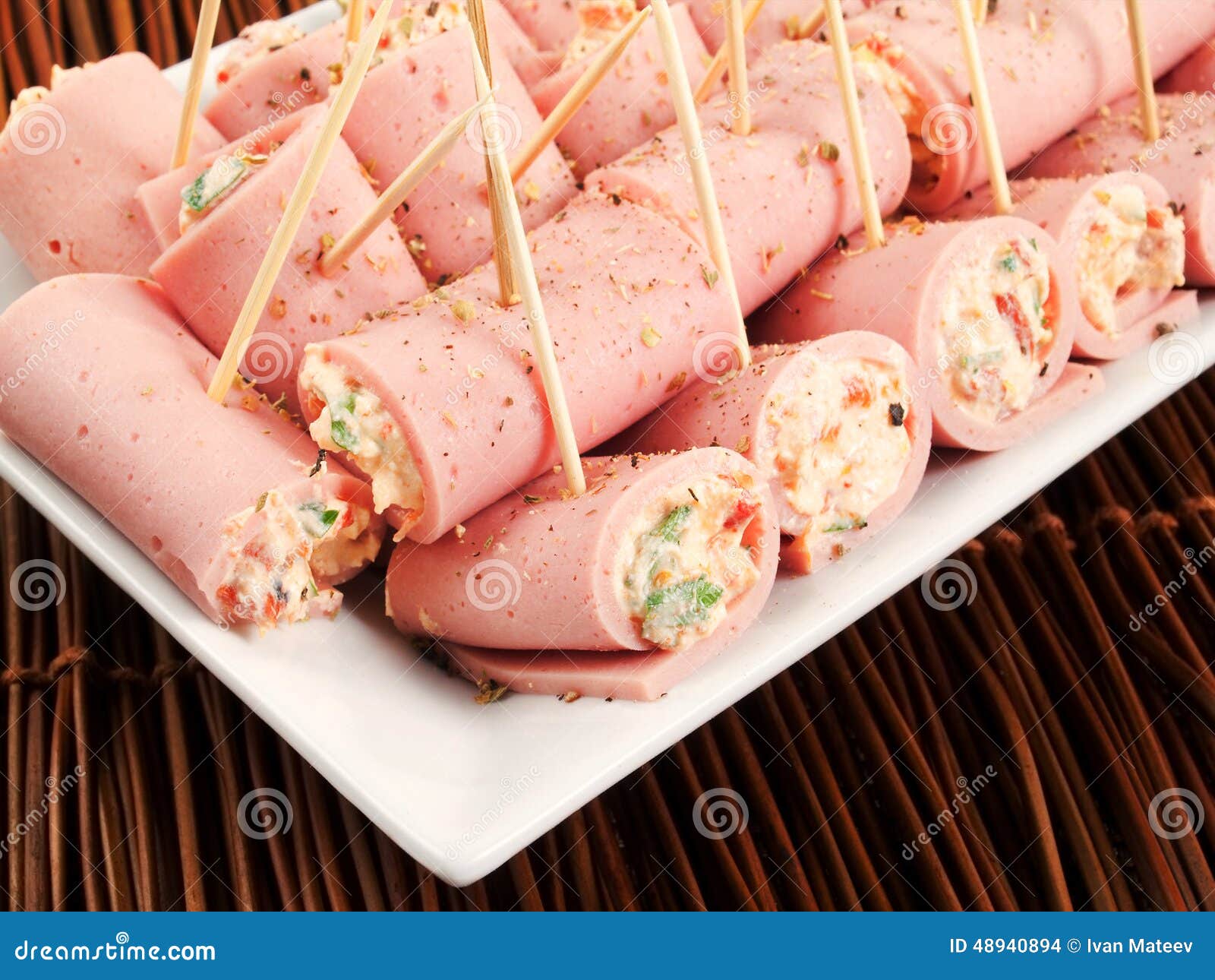Ham appetizers stock photo. Image of high, closeup, food 48940894
