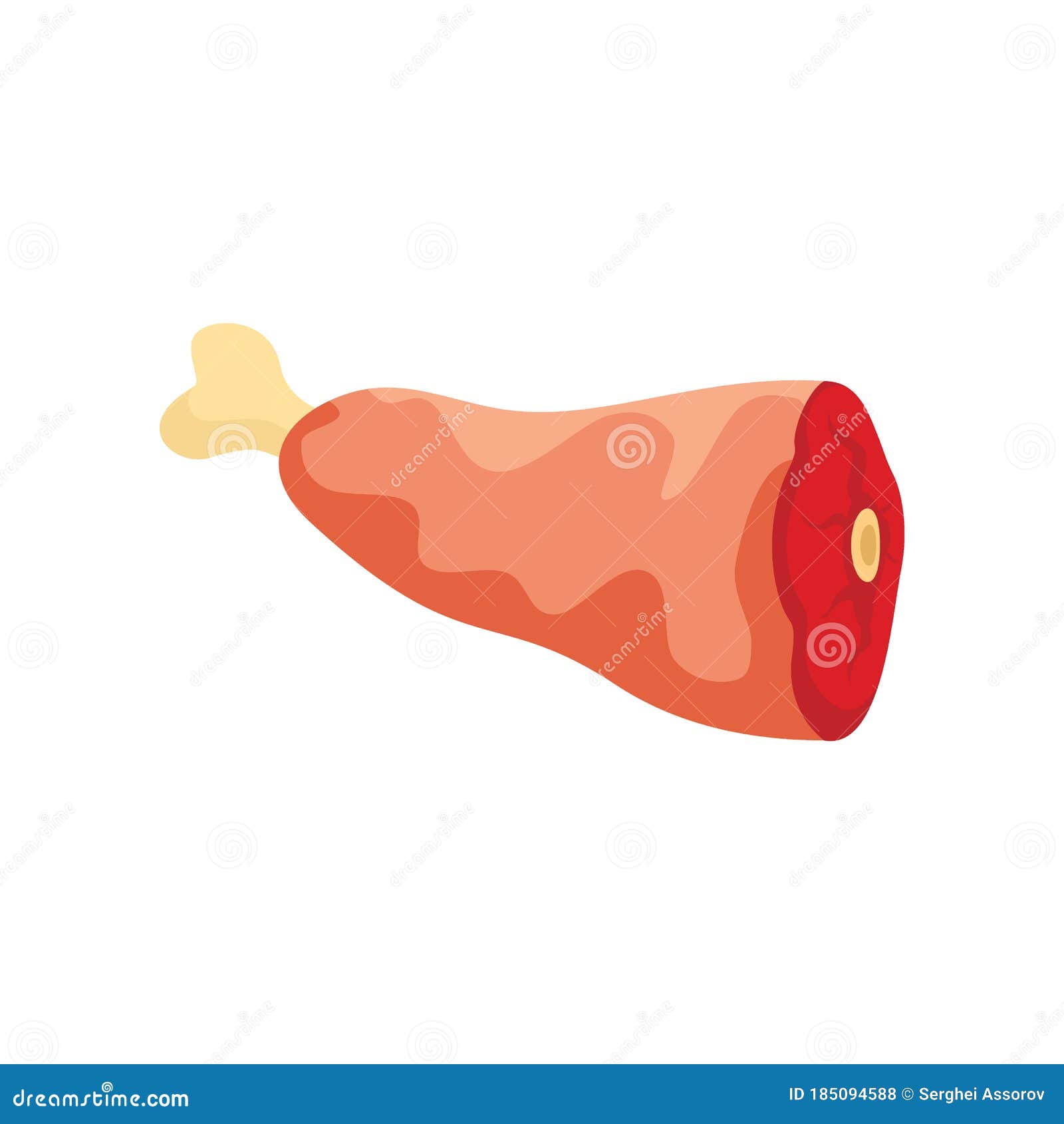 Ham on Bone Icon in Flat Style Stock Vector Illustration of graphic