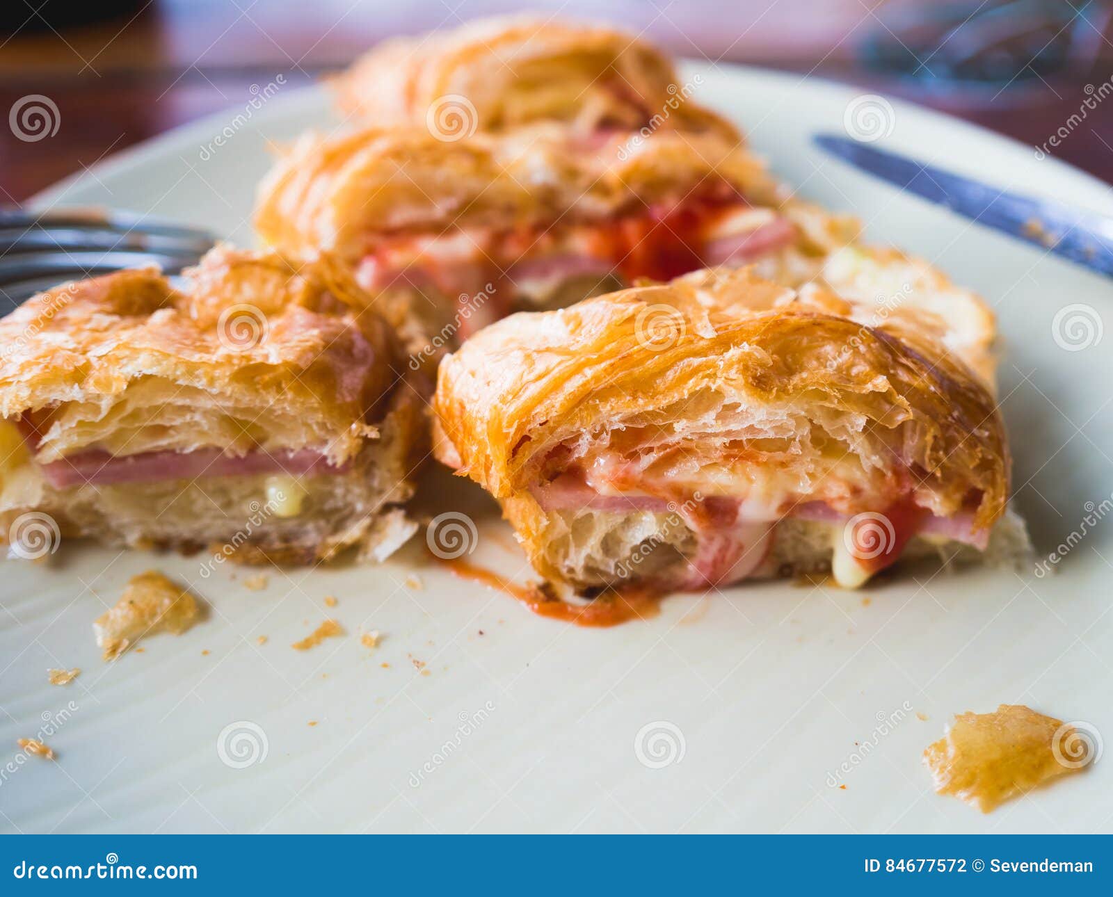 Ham cheese Croissant. stock photo. Image of dish, cheddar 84677572